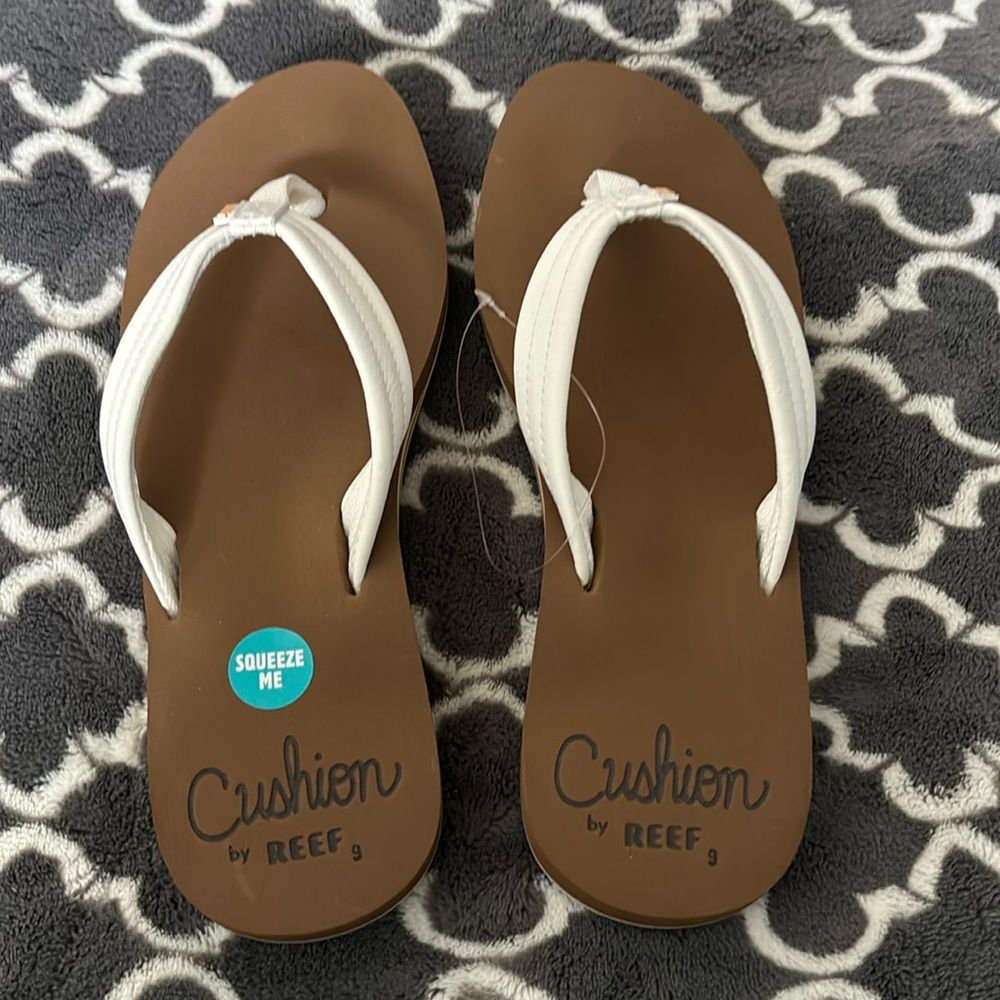 New Cushion Reef White Flip Flops.
